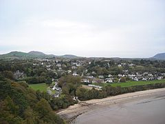 Llanbedrog vom Mynydd Tir-y-cwmwd aus gesehen