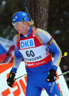 Mattias Nilsson während der Biathlon-WM 2008 in Östersund.