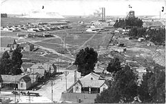 Blick von Germiston auf die Goldminen etwa 1900,Nr. 2 ist die Simmer East Mine