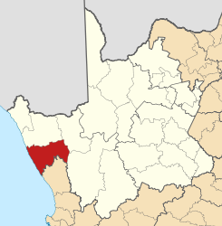 Map of the Northern Cape with Kamiesberg highlighted (2011).svg