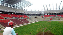 Das Stadion während des Baus