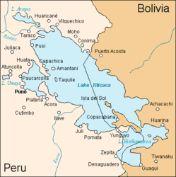 Der Titicacasee und die Isla del Sol (Mitte)