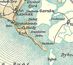 Enø auf einer Karte um 1900