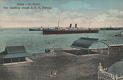 Die Persia im Hafen von Aden (Postkarte)