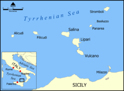 Lagekarte der Liparischen Inseln