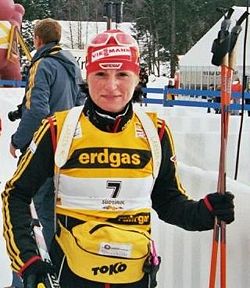 Andrea Henkel beim Weltcup in Antholz 2006