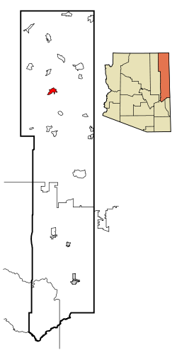 Apache County Incorporated and Unincorporated areas Chinle highlighted.svg