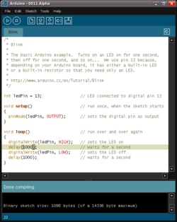 Bildschirmfoto der Arduino IDE Version 0011