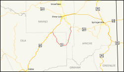 Karte der Arizona State Route 73