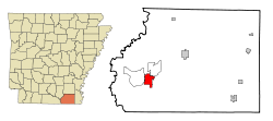 Ashley County Arkansas Incorporated and Unincorporated areas Crossett Highlighted.svg
