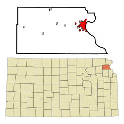 Atchison County Kansas Incorporated and Unincorporated areas Atchison Highlighted.svg