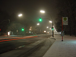 B 431 bei Hamburg-Groß Flottbek im Winter