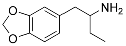 Strukturformel des 2-Amino-1-(3,4-methylendioxyphenyl)butans