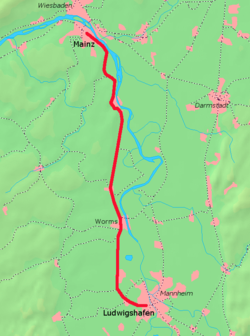 Strecke der Bahnstrecke Mainz–Ludwigshafen