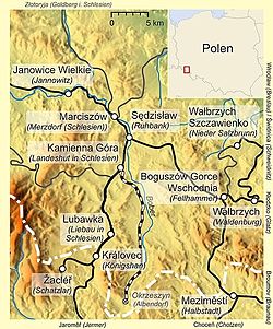 Strecke der Bahnstrecke Kamienna Góra–Okrzeszyn