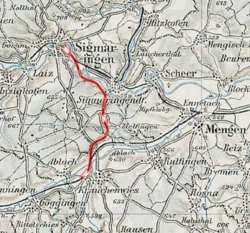 Strecke der Bahnstrecke Krauchenwies–Sigmaringen