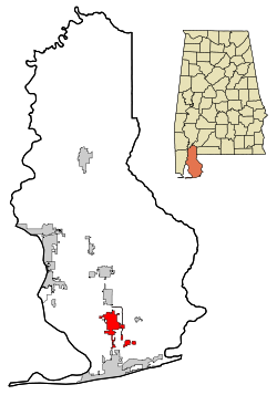 Baldwin County Alabama Incorporated and Unincorporated areas Foley Highlighted.svg