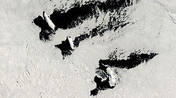 Satellitenbild der Balleny-Inseln vor der antarktischen Küste