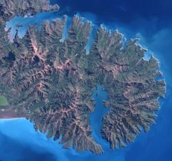 Die Banks Peninsula aus dem Weltall