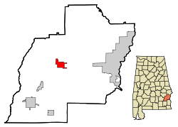 Barbour County Alabama Incorporated and Unincorporated areas Clayton Highlighted.svg