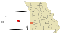Barton County Missouri Incorporated and Unincorporated areas Lamar Highlighted.svg
