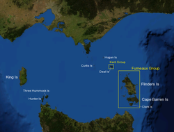 Bass Strait mit Darstellung der Inselgruppen
