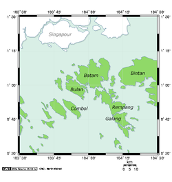Karte der zentralen Riau-Inseln um Batam