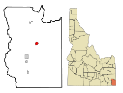 Bear Lake County Idaho Incorporated and Unincorporated areas Montpelier Highlighted.svg