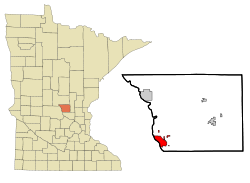 Benton County Minnesota Incorporated and Unincorporated areas Sauk Rapids Highlighted.svg