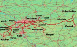 Strecke der Bahnstrecke Elberfeld–Dortmund