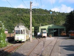 Das Depot an der Endhaltestelle Kohlfurter Brücke