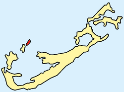Lage der Inseln (Ireland Nord- und Südinsel) innerhalb der Bermudas