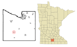 Blue Earth County Minnesota Incorporated and Unincorporated areas Vernon Center Highlighted.svg