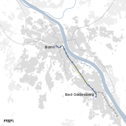 Strecke der Stadtbahnstrecke Bonn–Bad Godesberg
