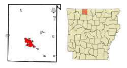 Boone County Arkansas Incorporated and Unincorporated areas Harrison Highlighted.svg