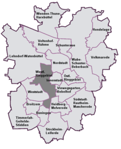 Lage des Stadtbezirks Westliches Ringgebiet
