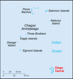 Karte des Chagos-Archipelsmit Diego Garcia