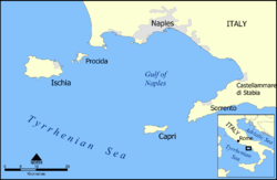 Übersichtskarte der Phlegräischen Inseln und Capri (Kampanischer Archipel)