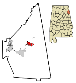 Cherokee County Alabama Incorporated and Unincorporated areas Cedar Bluff Highlighted.svg