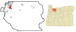 Clackamas County Oregon Incorporated and Unincorporated areas Oregon City Highlighted.svg