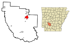 Clark County Arkansas Incorporated and Unincorporated areas Arkadelphia Highlighted.svg