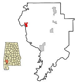 Clarke County Alabama Incorporated and Unincorporated areas Coffeeville Highlighted.svg