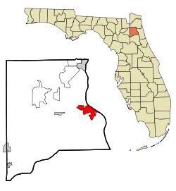 Clay County Florida Incorporated and Unincorporated areas Green Cove Springs Highlighted.svg