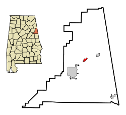 Cleburne County Alabama Incorporated and Unincorporated areas Edwardsville Highlighted.svg