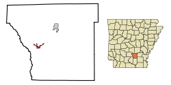 Cleveland County Arkansas Incorporated and Unincorporated areas Kingsland Highlighted.svg
