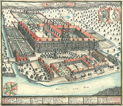 Ansicht der Abtei Leubus von Nordwesten; Darstellung aus dem 18. Jahrhundert