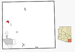 Cochise County Incorporated and Unincorporated areas Benson highlighted.svg