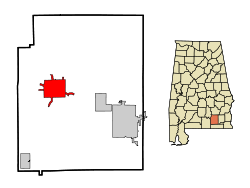 Coffee County Alabama Incorporated and Unincorporated areas Elba Highlighted.svg