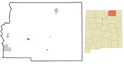 Colfax County New Mexico Incorporated and Unincorporated areas Cimarron Highlighted.svg