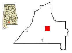 Conecuh County Alabama Incorporated and Unincorporated areas Evergreen Highlighted.svg